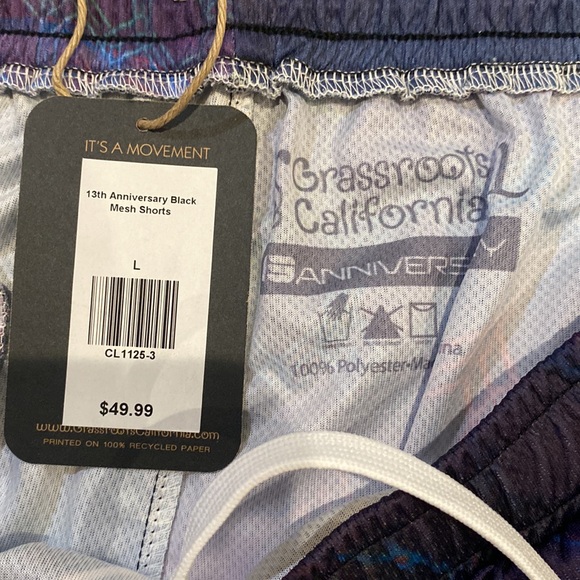 Grassroots California 13th Anniversary Black Mesh Shorts size L - Picture 3 of 3